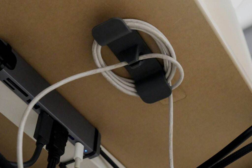 under desk cable tray keeping cables off floor