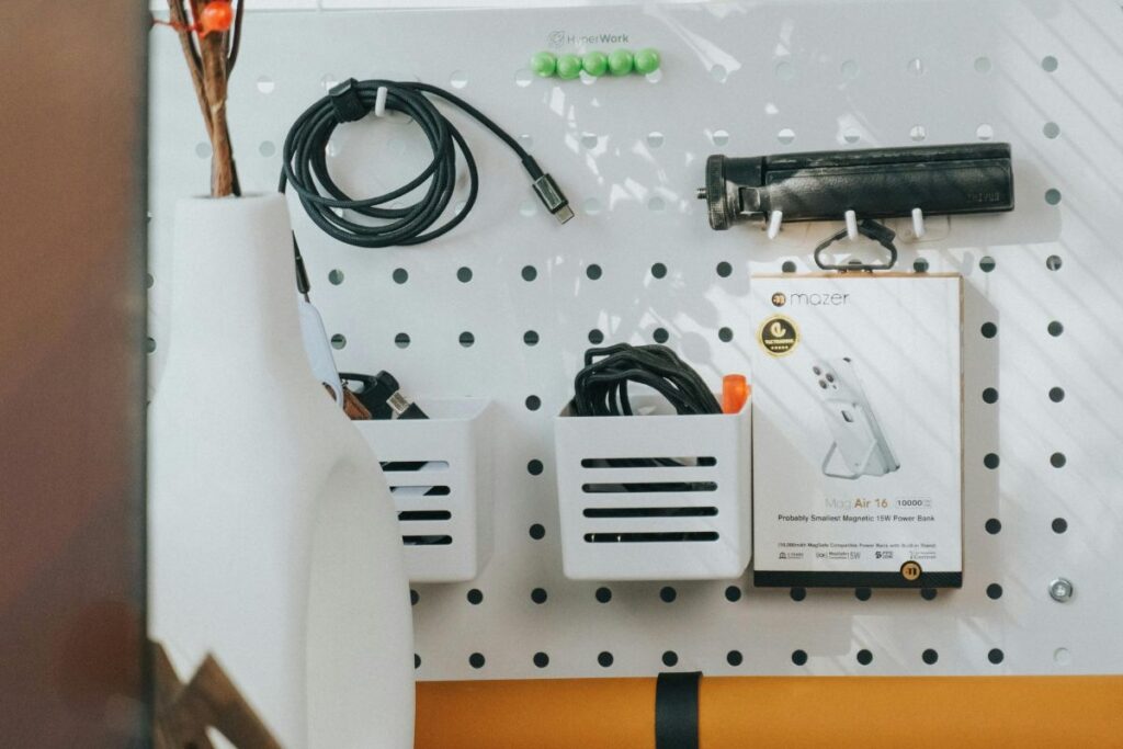 tidy desk with hidden cables cable management box