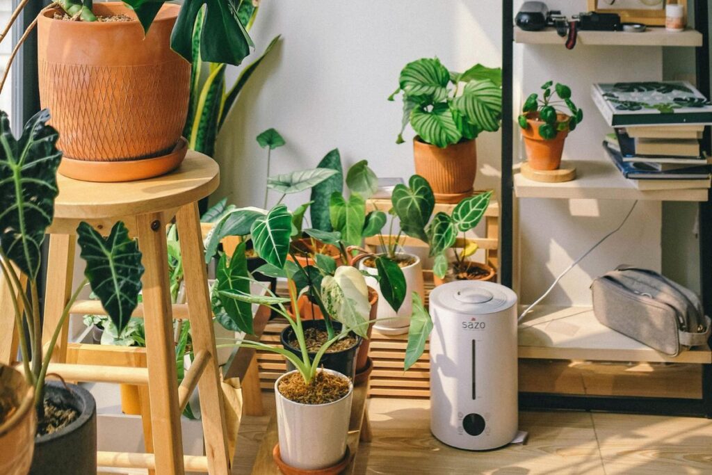 compact white air purifier in clean minimal bedroom