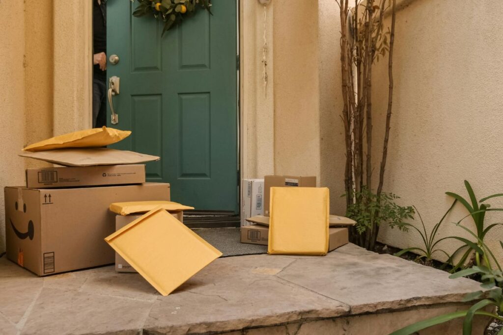 returned package on doorstep smart home device