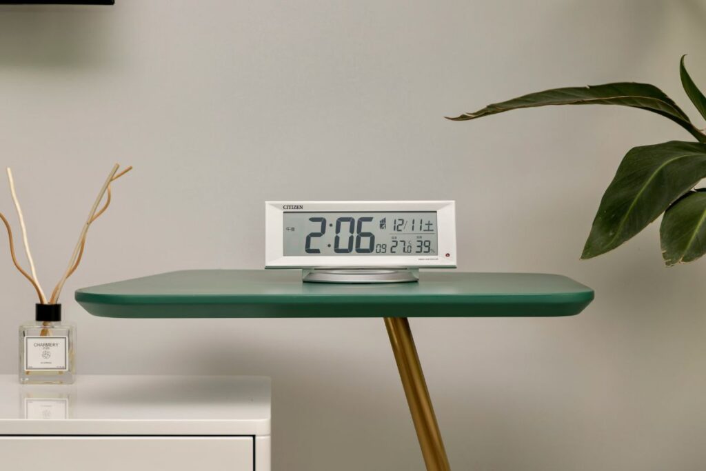 simple minimal digital clock on clean desk surface