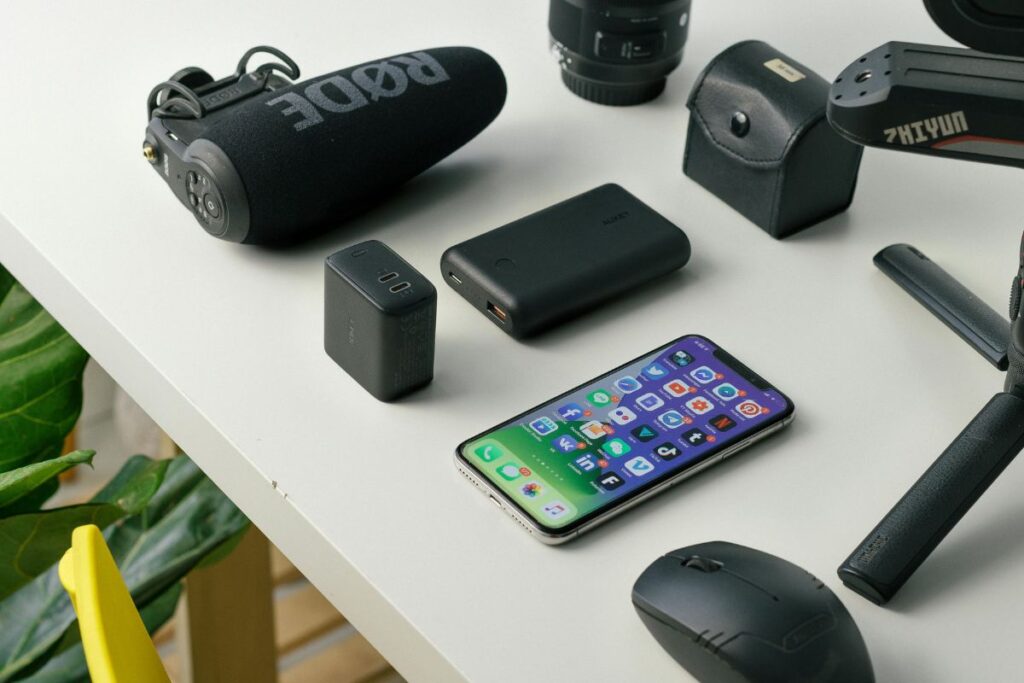 small tech device on minimal clean desk surface
